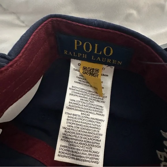 Polo Ralph Lauren Bear Chino Baseball Cap w/ Leather Strap | Navy Blue | New - Picture 7 of 7